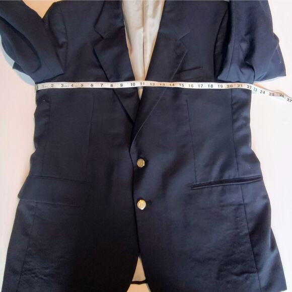 Mappelli‎ de Milano Men's 43 R Black Wool Blazer Gold Buttons - Picture 5 of 11